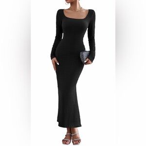 Chic Long Sleeve Black Dress